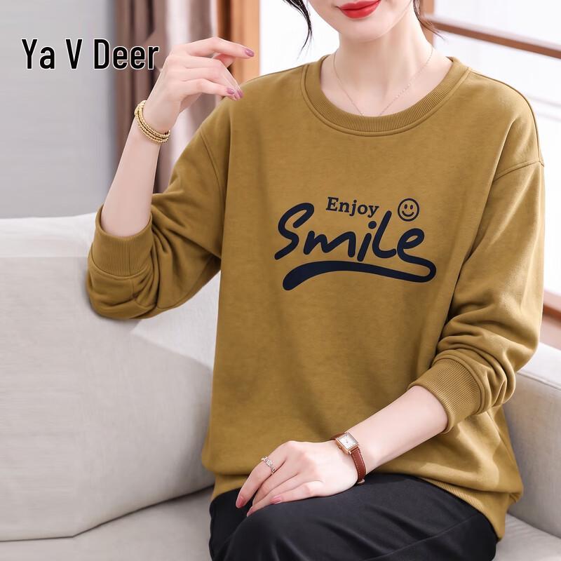 Yalu Women's Crew Neck Printed Long Sleeve Casual Sweatshirt