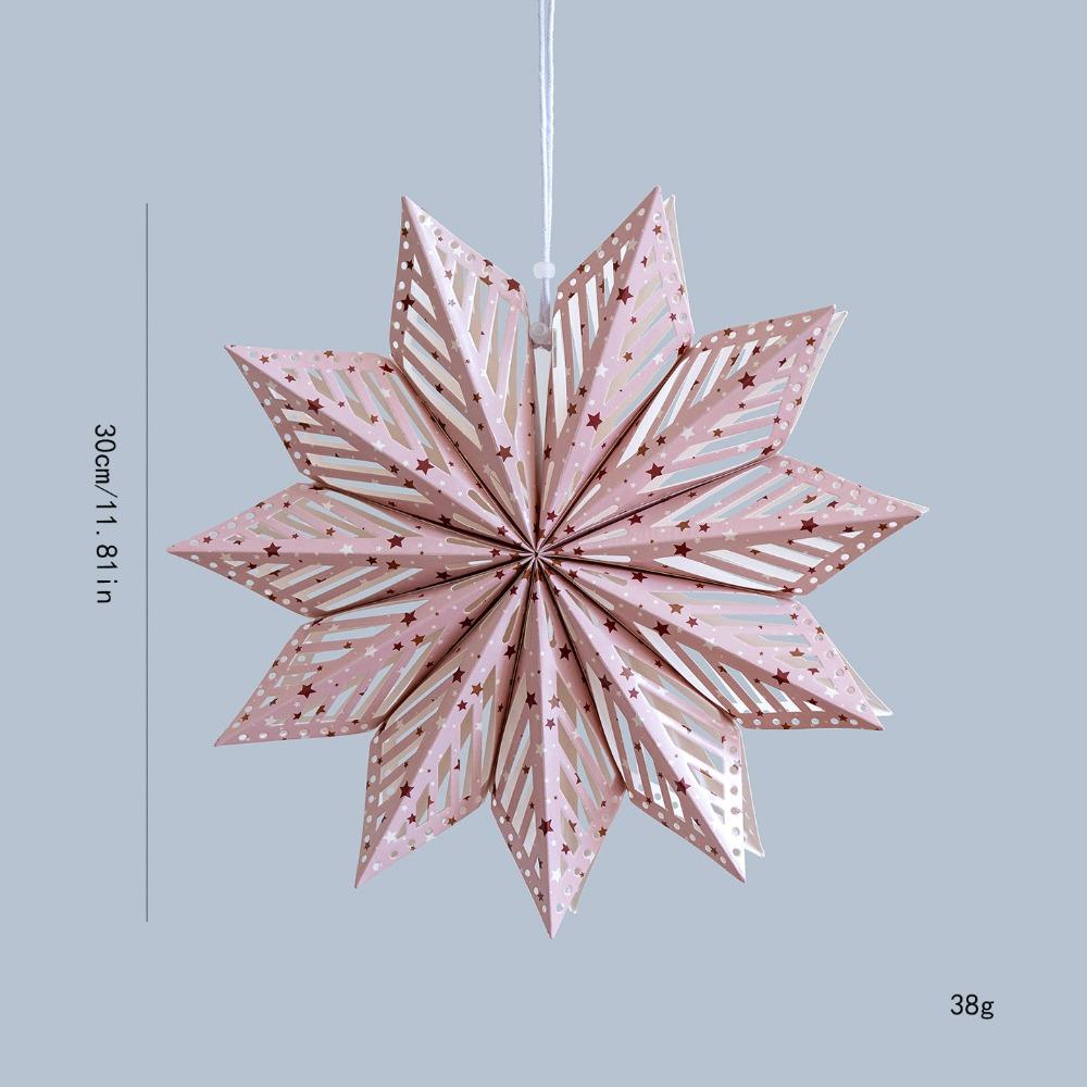 Paper 3D Christmas Tree Lampshade 30cm Hanging Star Decorative Lampshade Snowflake Shape Ceiling Pendant