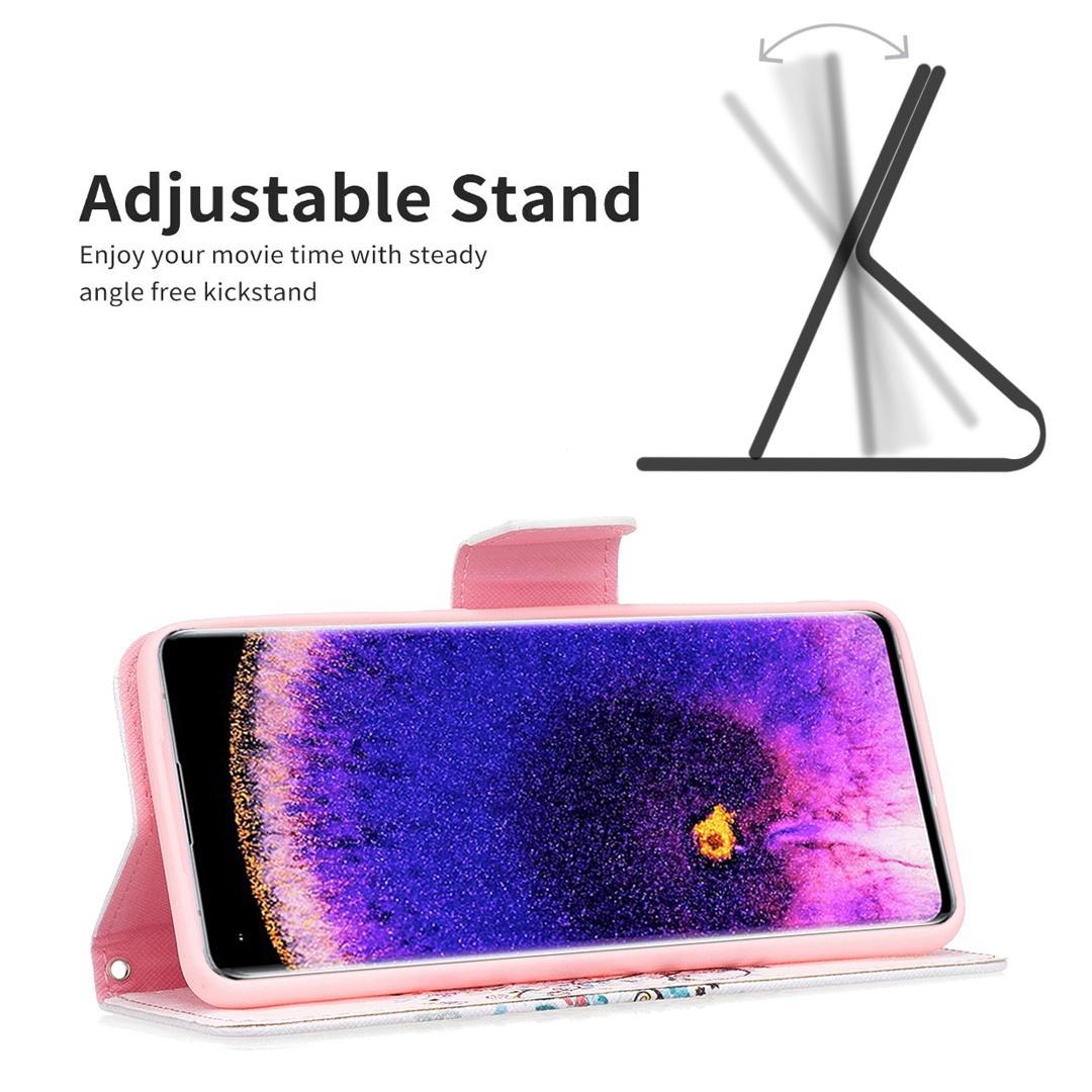 

For Oppo A57 (2022) 5G/A77 5G Phone Case Pattern Printing PU Leather Wallet Stand Cover Flower Tree