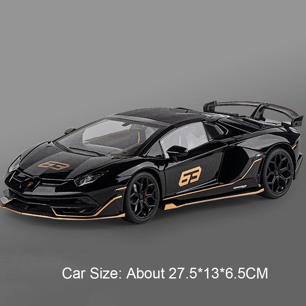 

Size 1:18 Lambor Aventador SVJ63 JAGUAR Project 8 Toy Model Car Diecast Alloy Shock Absorption Sports Cars Boy Sound Light Gift