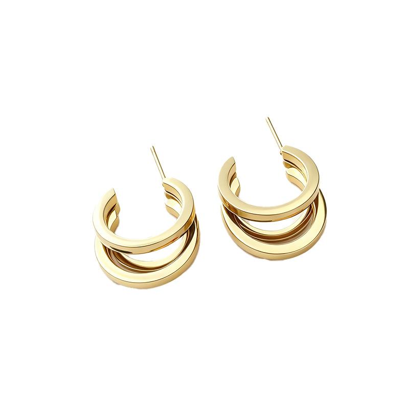 Korean-style Personalized Stainless Steel Trendy Geometric Stud Earrings for Women