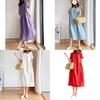 Luxurious Cotton Loose And Thin Dress For Women With Short Sleeves And Round Neck