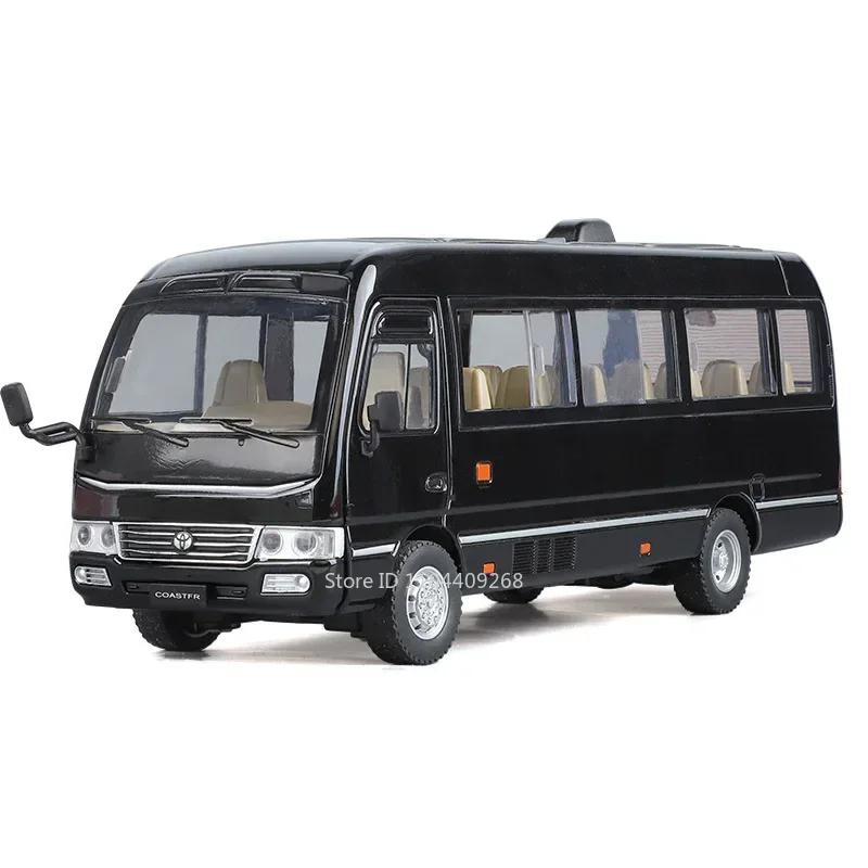 Scale 1:24 Coaster Model Car Toy Doors Opened Miniature Bus Sound Light Metal Diecast Vehicle Models Hobby Gifts for Boys
