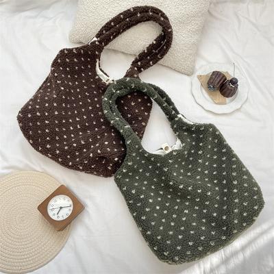 11 Autumn and Winter New Women's Bags, Love Lamb Plush Tote Bags, Women's Shoulder Bags, Portable Vest Bags