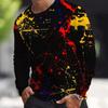 Men's casual long-sleeved T-shirt with 3D printed letter pattern, suitable for outdoor wear in spring and autumn, street fashion