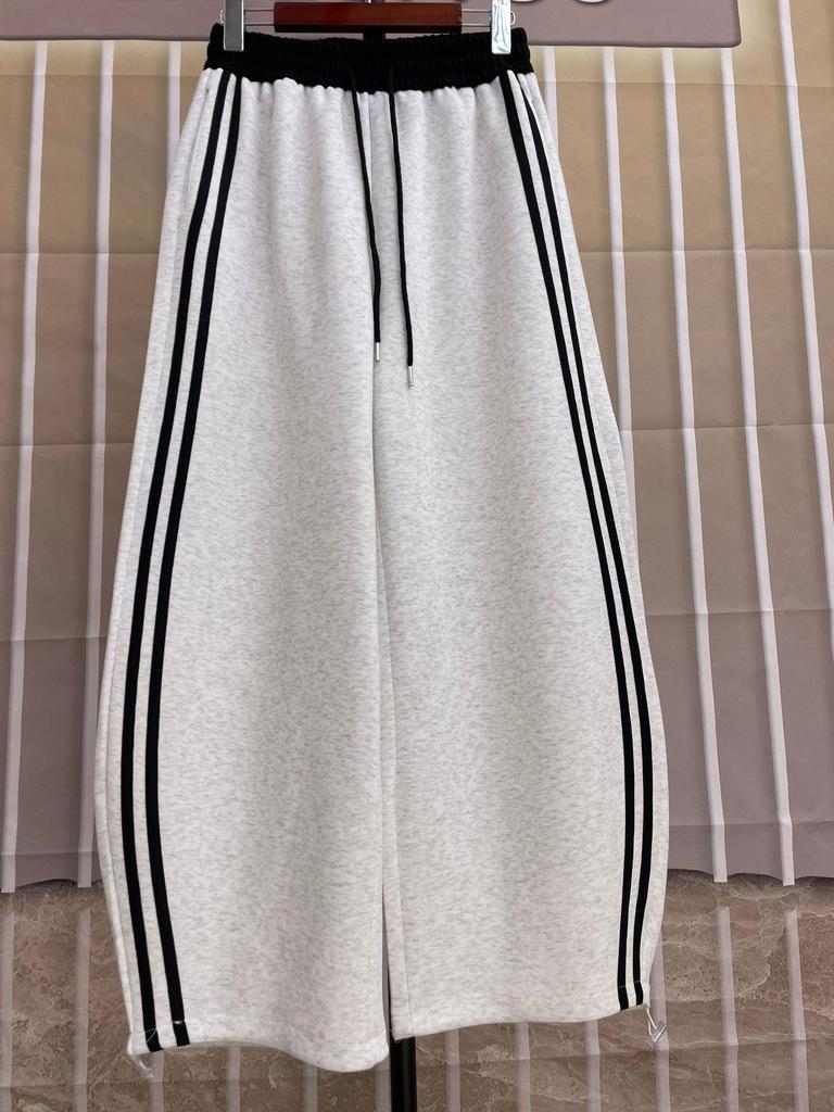 Huamian 2025 Autumn Wide-Leg Striped Sweatpants for Women - Versatile and Casual Drape Style