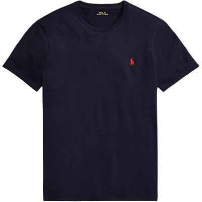 Polo Unifarbenes Crew-Neck-T-Shirt mit gesticktem Logo, kurzärmelig, Herren Oberteile, Marineblau MNPOTSH1N820047-410