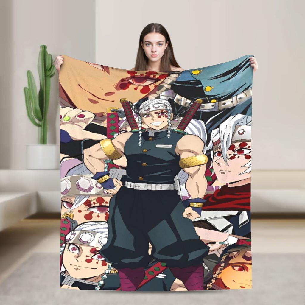 Flame Hashira Kyojuro Rengoku Blanket Anime Demon Slayer Fleece Awesome Breathable Throw Blanket for Coverlet Spring/Autumn