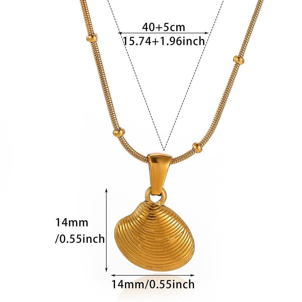 2024 Yaz Plaj Stili Deniz Yıldızı ve Deniz Kabuğu Paslanmaz Çelik Kolye
