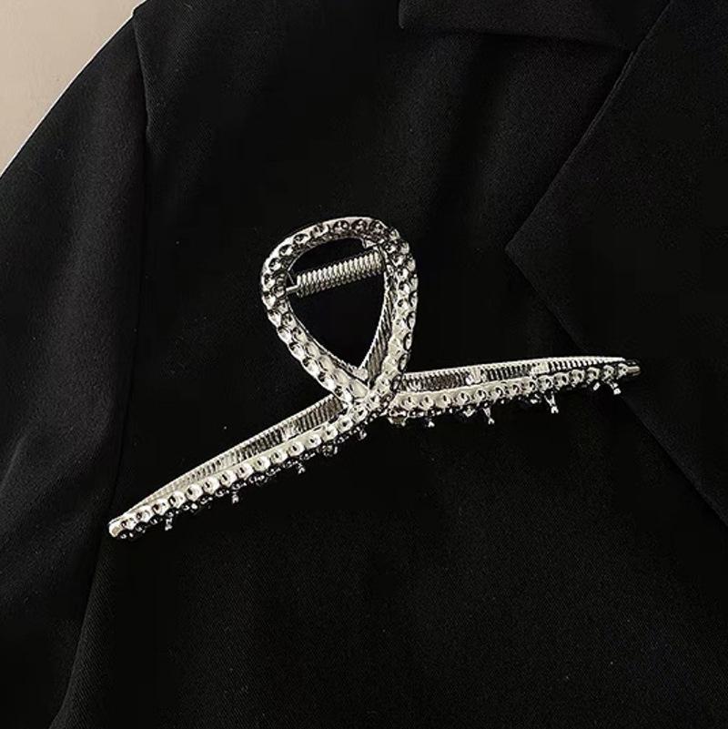 Silver Metal Geometric Shark Hair Clip for Thick Hair