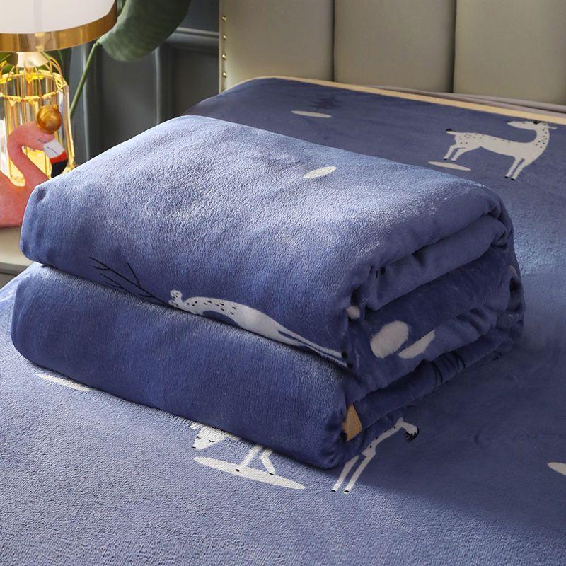 Thickened Coral Fleece Warm Plush Blanket Flannel Bed Sheet Single Piece Winter Single Double Double-sided Fleece Non Slip Cover Blanket