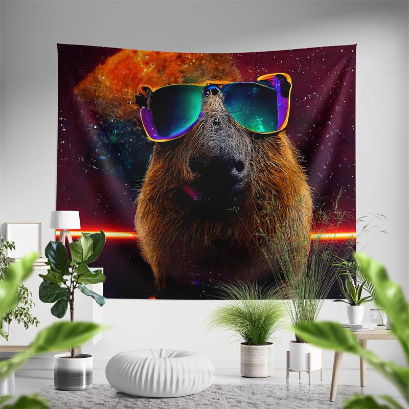 

Aertemisi Ok I Pull Up Capybara with Sunglass Tapestry Wall Hanging Art for Bedroom Living Room College Dorm Party Backdrop Home 74x94cm(29x37in)
