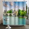 Natural Scenery Shower Curtains Seaside Mountain Landscape Bathroom Waterproof Polyester Bath Curtain Home Decoration With Hooks