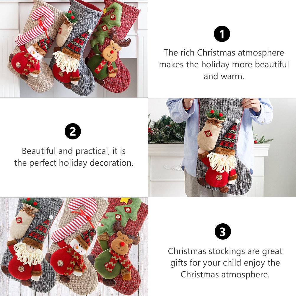 Christmas Stocking Decoration Soft Elastic Holiday Gift Bag Large Capacity Xmas Hanging Holiday Party Ornament Candy Gift Socks