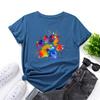Dog Paw Pattern Cotton T-Shirt Short Sleeve Round Neck Women 2d Print Tops