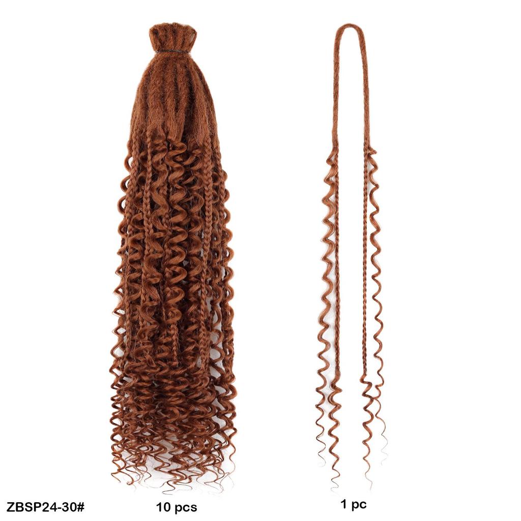 10 Stück/Los Häkelhaar Afro Göttin Böhmische Box Braids 24 Zoll Gehäkelte Box Braids mit River Locs Lockigen Enden Haar Synthetische Zöpfe