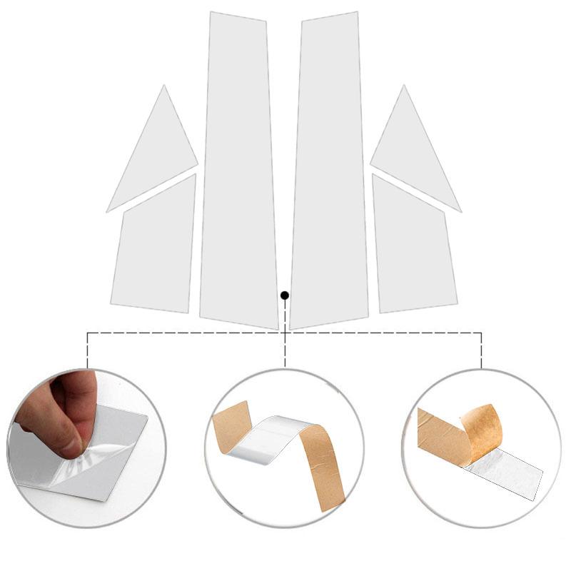 6Pcs Silver Car Door Window Column BC Pillar Post Cover Trim PC Material Sticker Fit For Fiat 500 2010-2020