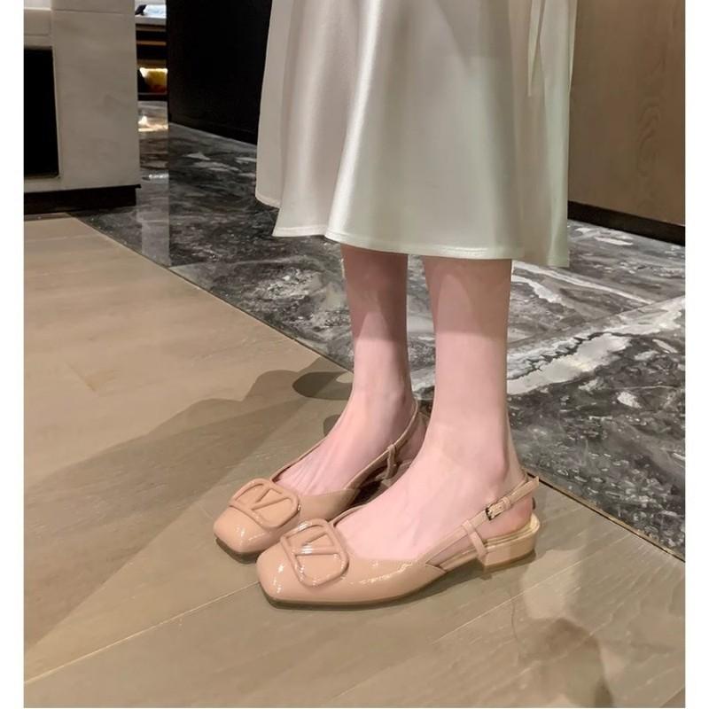 Celebrity Temperament High-Heel-Sandalen Damen V-Schnalle Kleine Lederschuhe~ Rock Tragen Leere Mary Jane Einzelne Schuhe