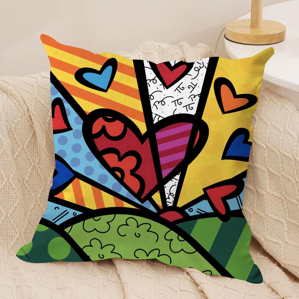 BBritto Art Design Cushion Cover Short plush Doublesided Print Square Throw Pillow Covers Sofa Home Cushion Decor