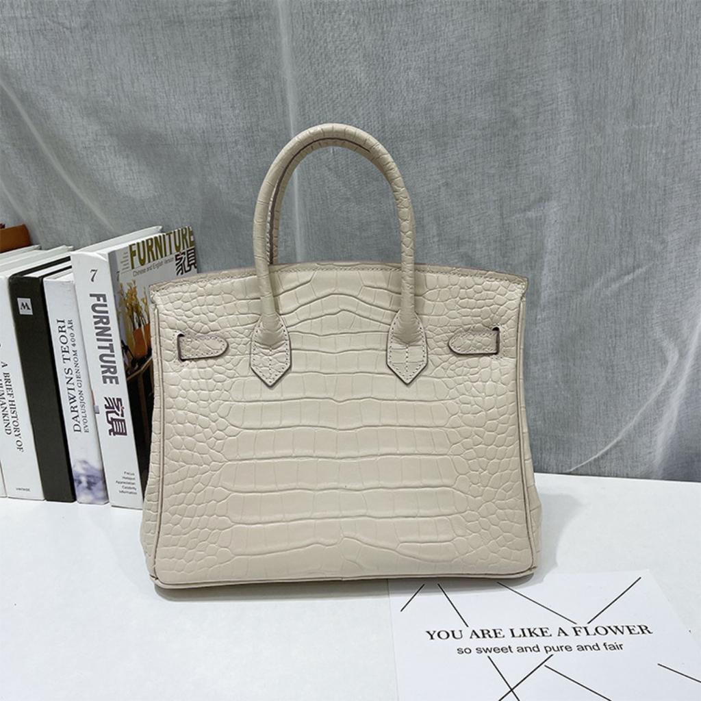 Platinum bag 30 inch crocodile pattern first layer cowhide genuine leather European and American foreign trade large-capacity hand bag cross-border