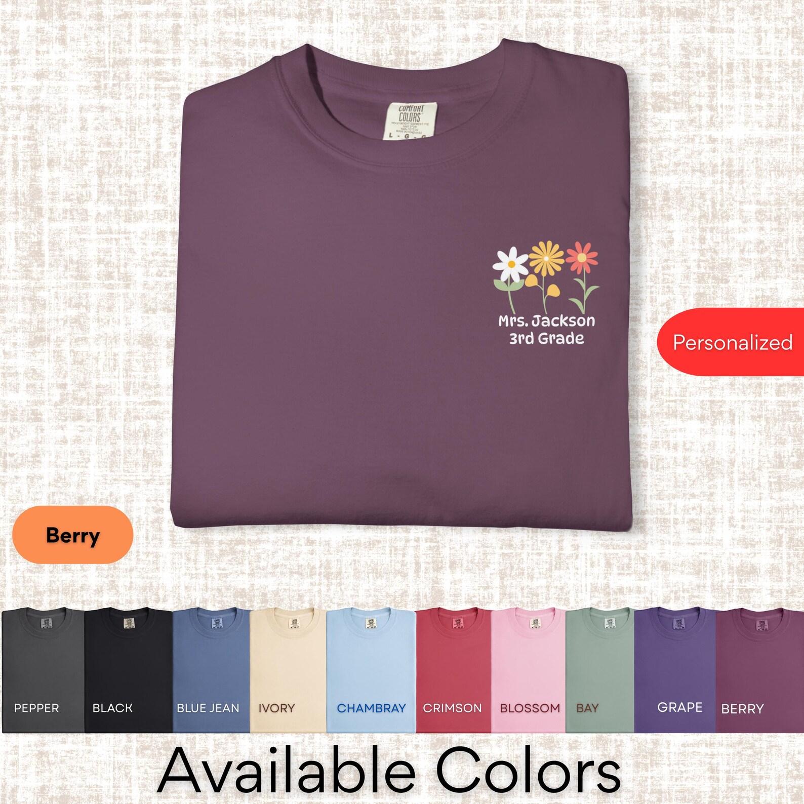 Personalized Teacher Appreciation T-shirt, Floral Design M