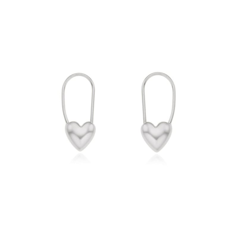 eenie beenie silver heart hook earrings