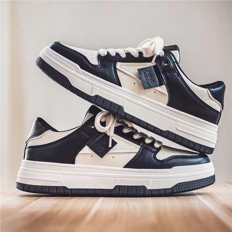 Sprungschuh Herren Freizeitschuhe Trendschuhe Trendmarke Schwarz-Weiß Panda Nische Designgefühl Originale Skateboard-Schuhe Ultraleichte dicke Sohle