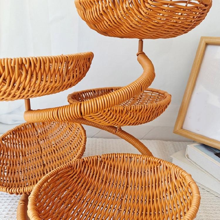 Praktischer Obstaufbewahrungskorb Eleganter Obstschalenhalter mit mehrschichtigem Halter Künstliche Rattan-Organizer