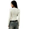 Women's Loose V-neck Cable Knit Sweater - Spring/Autumn European & American Style, Solid Color, Versatile Streetwear