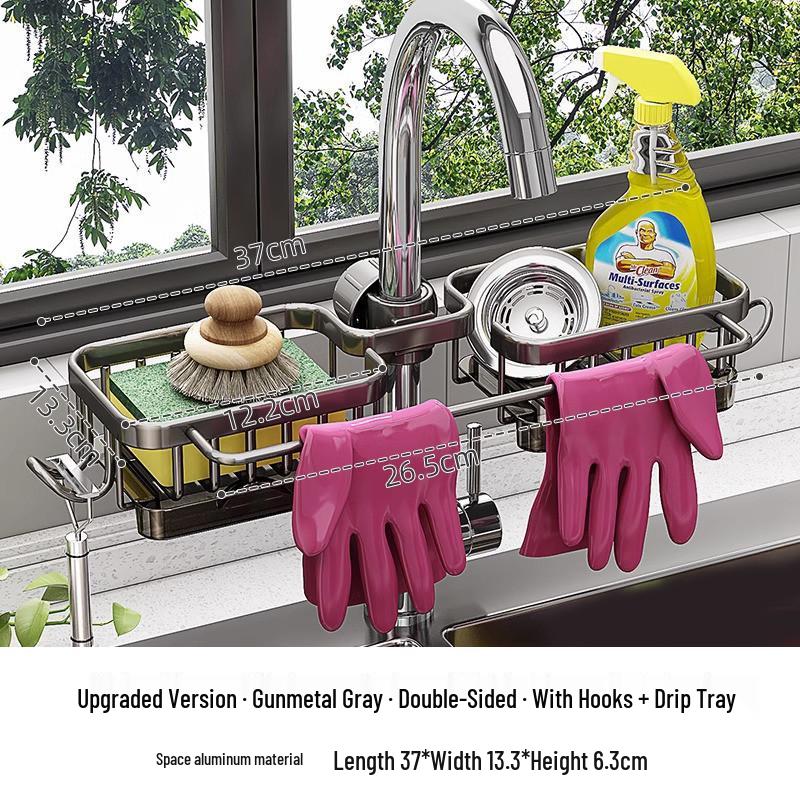 Kitchen Multifunctional Draining Rack & Sink Storage Basket for Sponge & Dishcloth