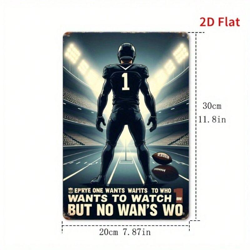 Metal Poster Soccer Player Silhouette 2D Wall Art Sports Decor for Gym Home 30x20 Cm