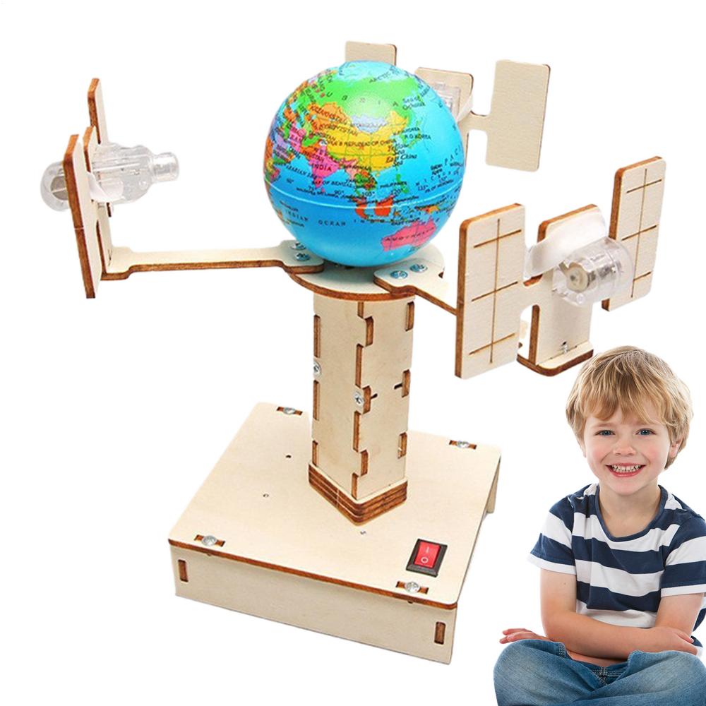 Scientific Model Kits Wooden Satellite Model Making Set Hand Craft Construction Assembly Project Toys Kits For Child Toddler
