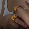 Trendige mehrlagige Ringe für Damen Herren 316L Edelstahl 18K vergoldet Nicht anlaufend Damen offener Fingerring Paarschmuck