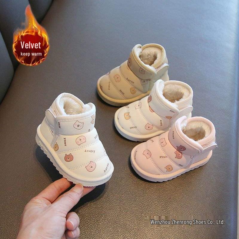 Girls' Winter Soft-Soled Cotton-Padded Boots for Toddlers, Fleece-Lined Baby Snow Boots, Ages 0-3 Years