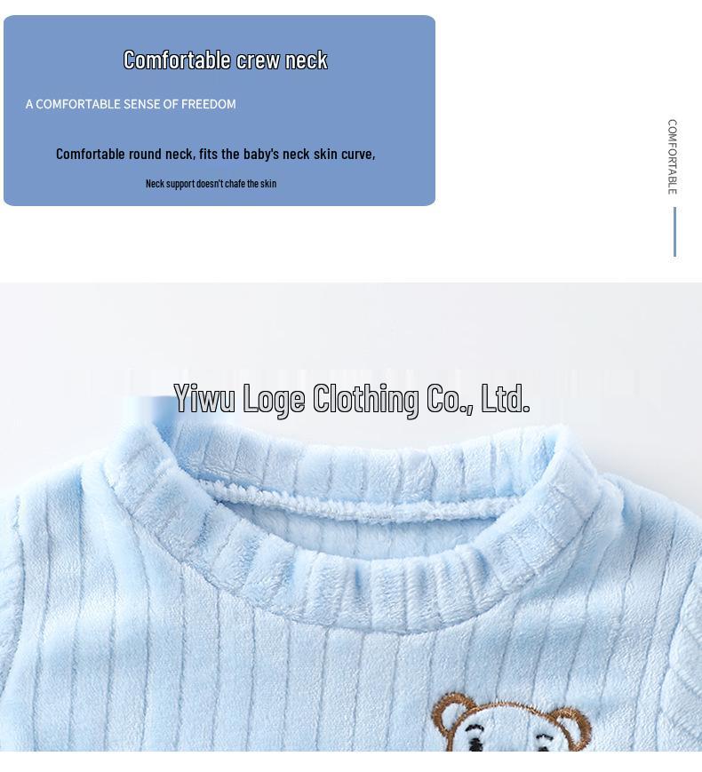 Thick Warm Flannel Pajama Set for Toddlers - Boys & Girls, Autumn/Winter Collection