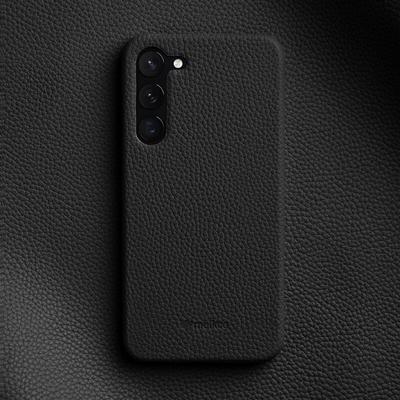 MELKCO Neúplný kryt pro Samsung Galaxy S23 Ochrana proti pádu Potažený pravou hovězí kůží PC skořepina na telefon