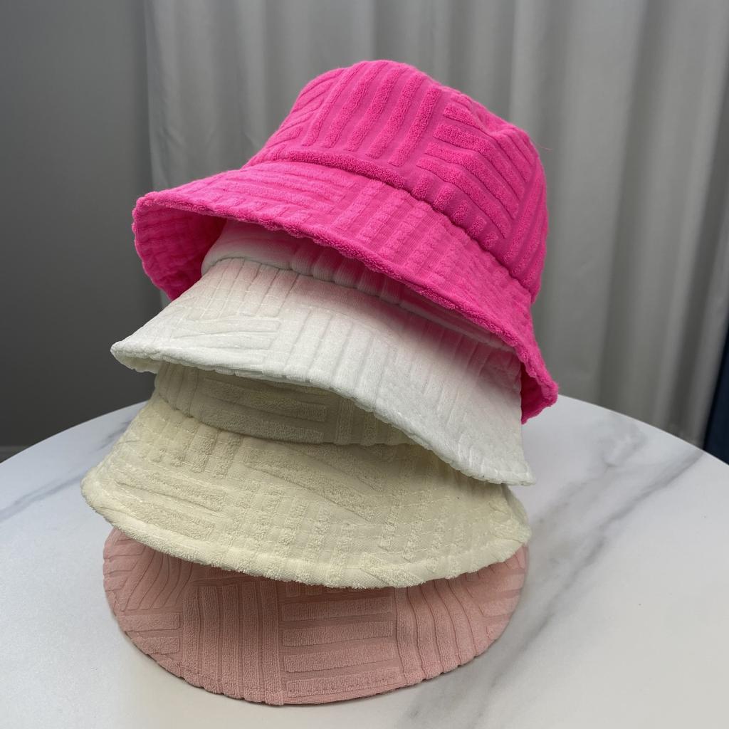 Fashion 2024 new women/men towel Bucket hat casual stripe monochrome sunscreen hat