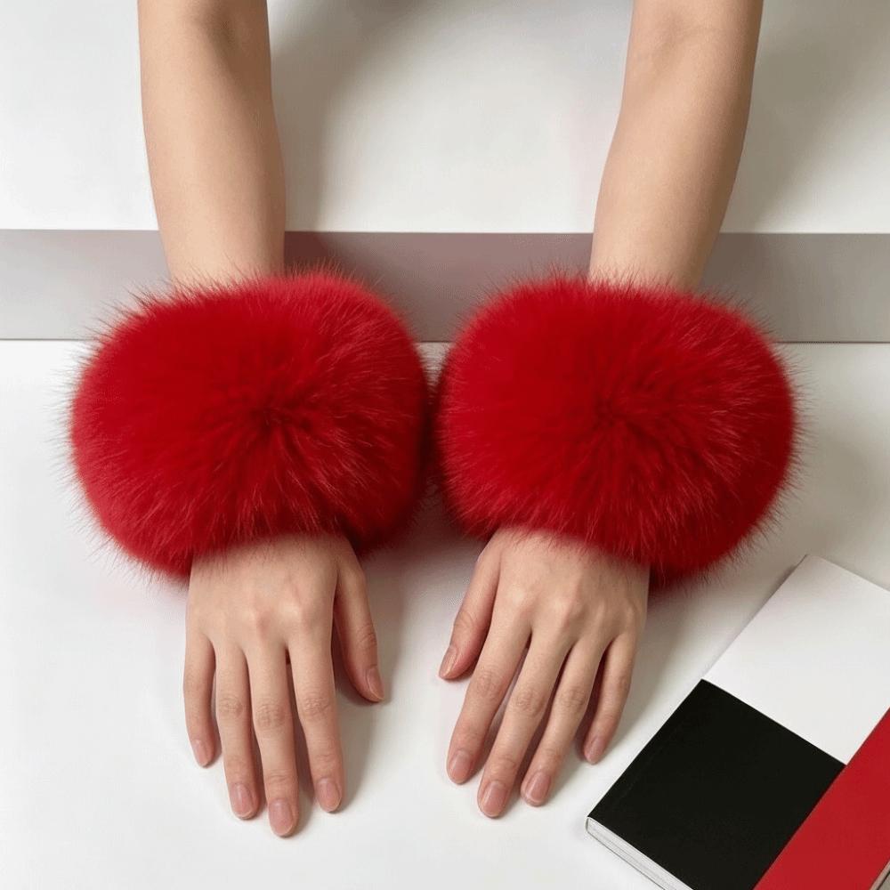 Solid Color Sleeve Cuffs Keep Warm Plush Sleeve Covers Fashion Faux Fur Wrist Cuffs Ladies