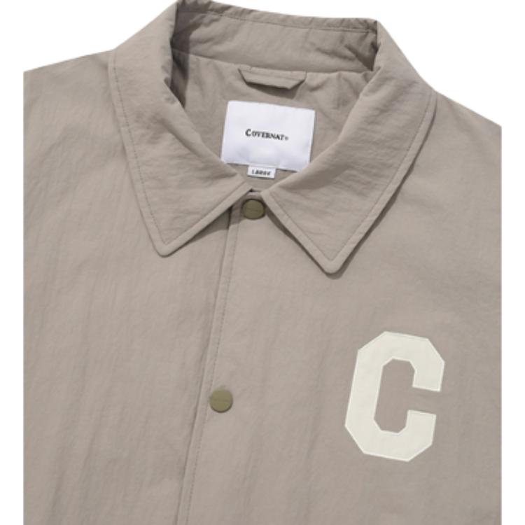 Covernat Ss23 Letter Pattern Printed Lapel Single-Breasted Jacket Unisex jackets Beige CO2301JK11BE