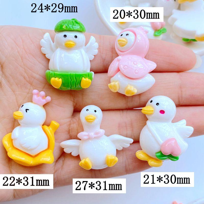 10Pcs New Cute Resin Mini Cartoon Duck Series Flat Back Fit Phone Deco Parts DIY Embellishments for Hair Bows Accessories