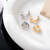 Double Love Heart Zircon Stud Earrings: Retro Micro-Inlay Design, Japanese-Korean Style, Simple Metal Accessories