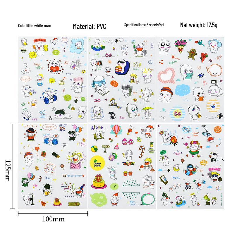 Korean Cartoon Animal Transparent PVC Stickers for Diaries and Baby Growth Journals