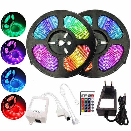 

Водонепроницаемая светодиодная панель RGB 3528 с 600 бусинами SMD длиной 10 м и 24-клавишным пультом дистанционного управления