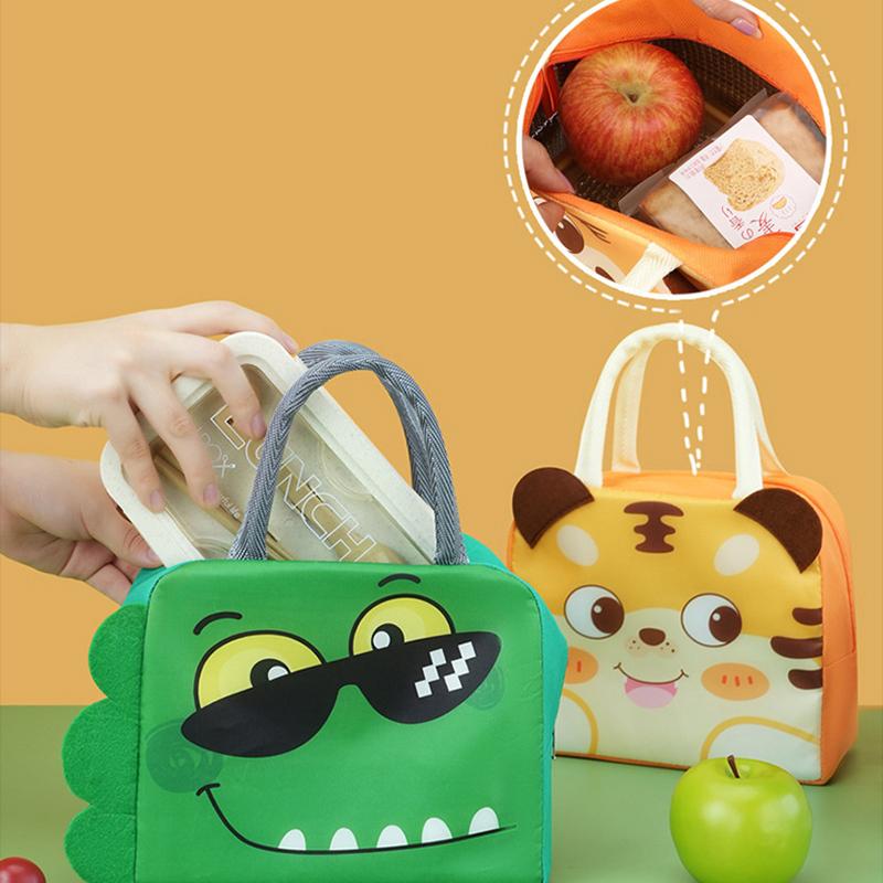 Portable Cartoon Stereoscopic Lunch Bag Thermal Thermal Bag Insulated Lunch Box Bags Lunch Box Accessories Oxford Cloth Tote Bag