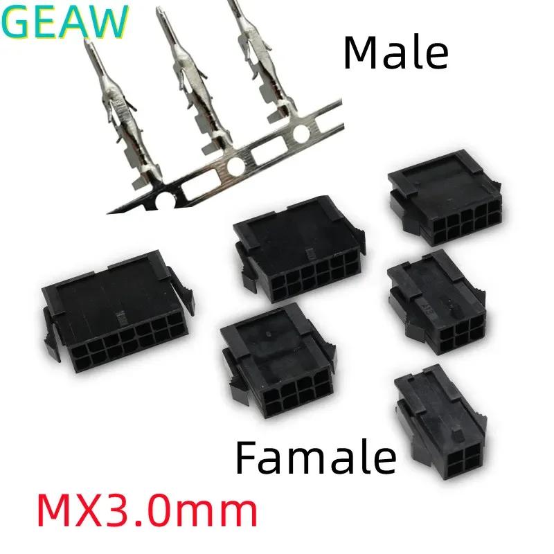 10 Satz Molex 3,0 mm Einsteck-Stecker Buchse Gehäuse Klemmen Verbinder 2*1/2/3/4/5/6/7/8/9/10/11/12P MX3,0 mm Doppelreihen-Verbinder