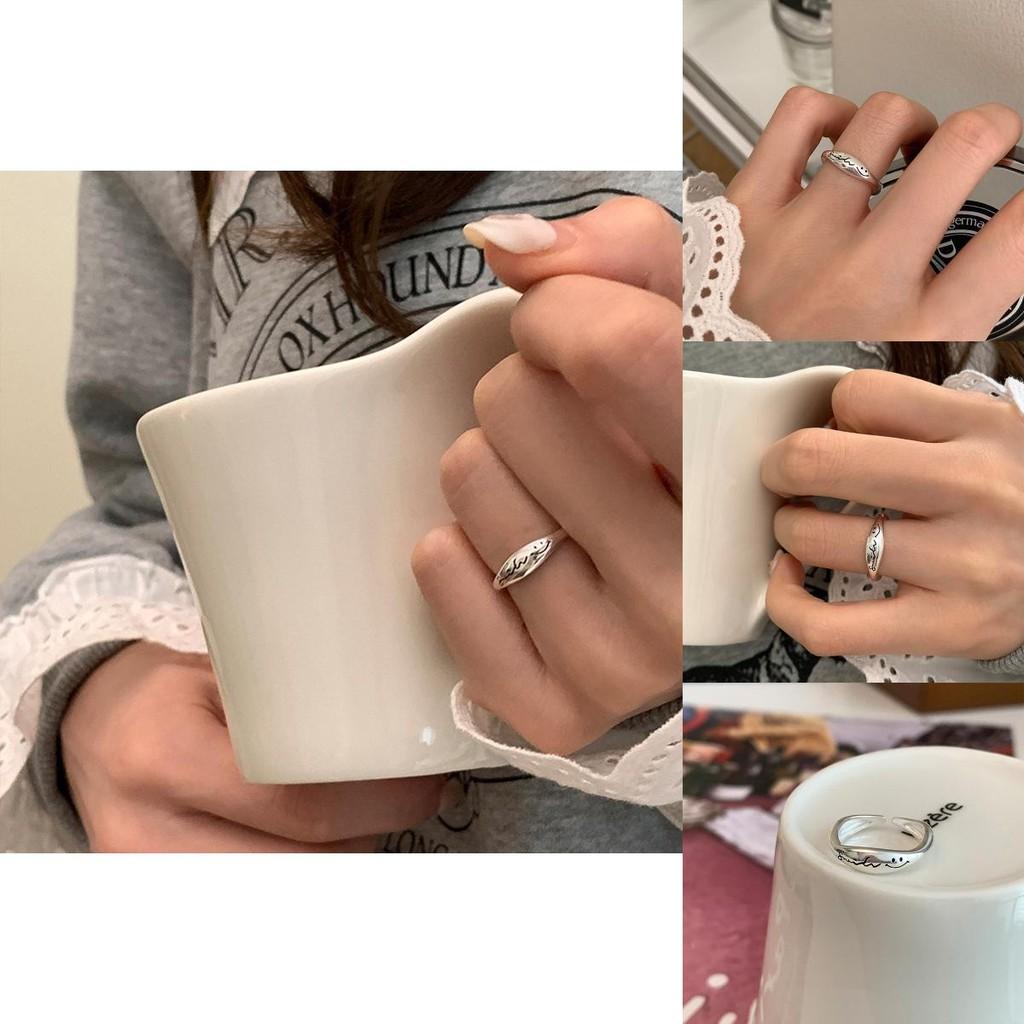 Trendy Korean Style Smiley Face Irregular Adjustable Copper Ring For Women