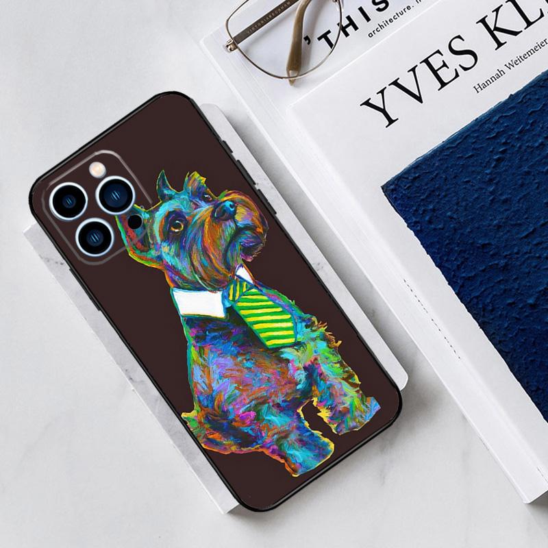 Cartoon schnauzer dog Case For iPhone 17 Air 15 14 13 12 11 16 Pro Max Mini 16 15 Plus 16e Funda Silicone Cover
