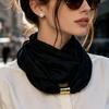 French Elegant Neck Scarf, Versatile Solid Color Scarf, Minimalist No-Tie Scarf Neck Warmer,  Premium Feel Versatile Neck Scarf