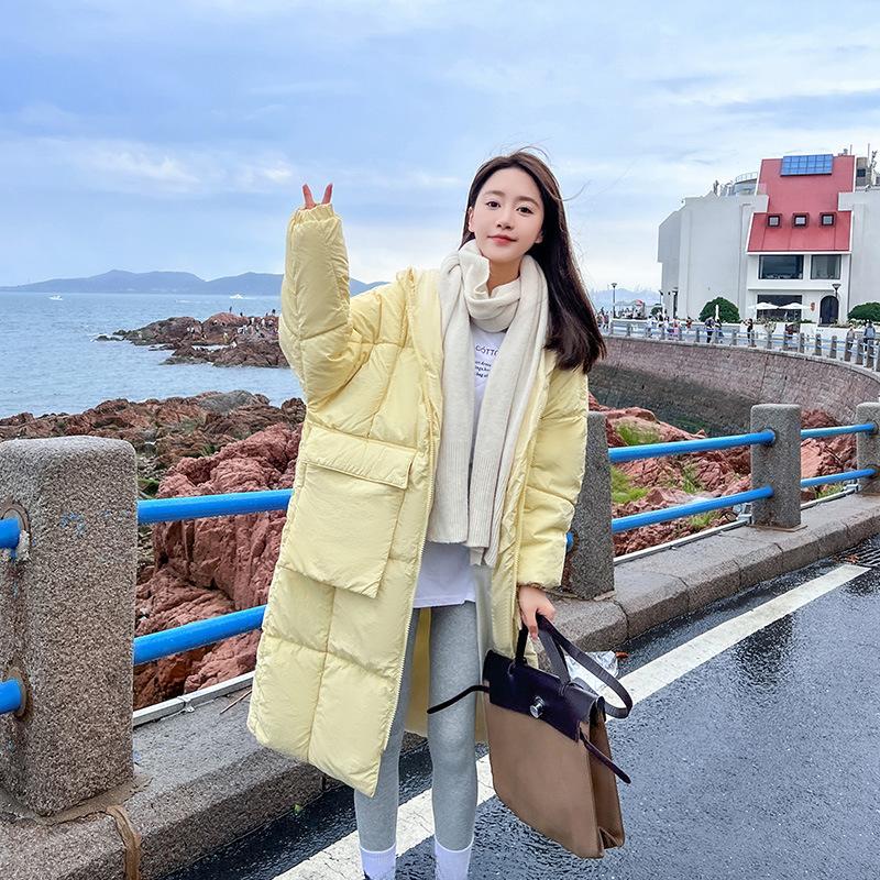 

Зимовий бавовняний одяг, жіноча модна повсякденна бавовняна куртка великих розмірів середньої довжини XL жовтий