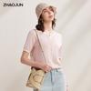Women's Silk Blend Faux Two-Piece Knit T-Shirt